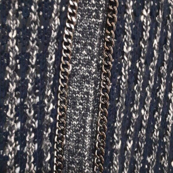 Chico's Textured Tina Cardigan Sweater women 1 Snap Front Chains Blue boho comfy - Picture 5 of 11